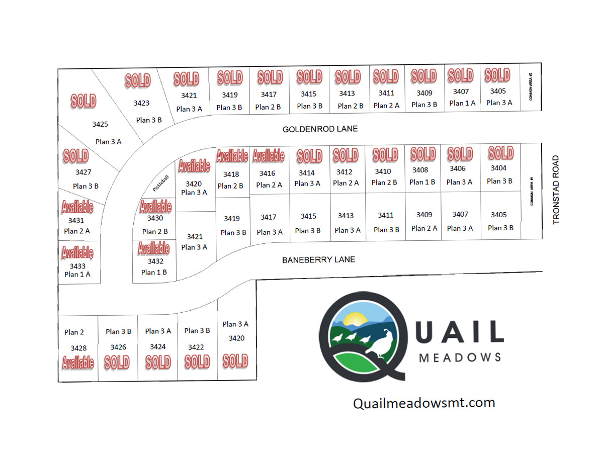 Site Plans and Lots for Sale at Quail Meadows New Homes in Kalispell MT NWMT Flathead Valley
